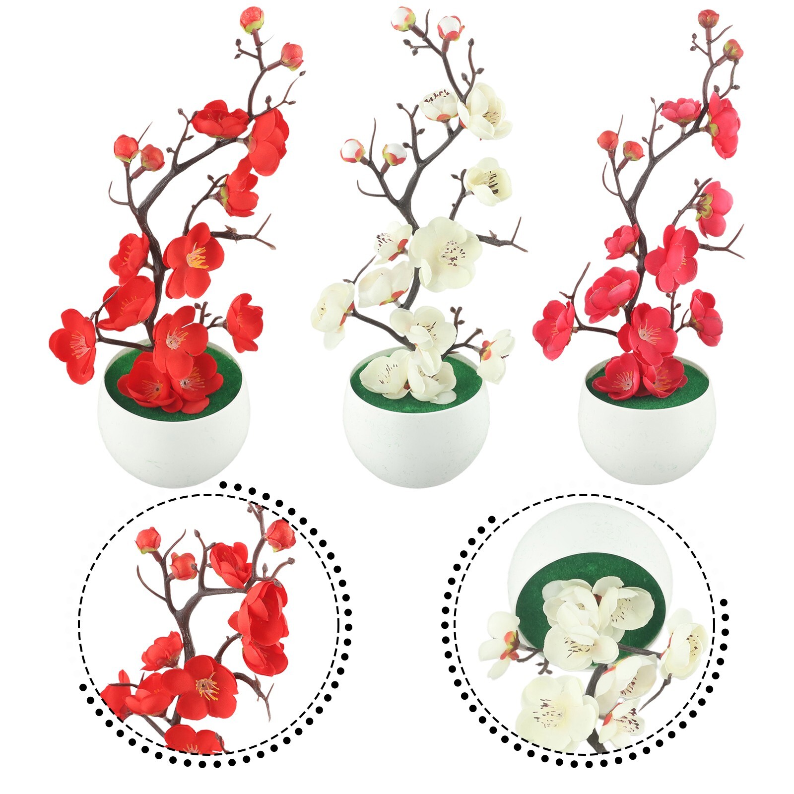 Bonsai Simulation Artificial Pot Plant Home Office Plum Blossom Decor