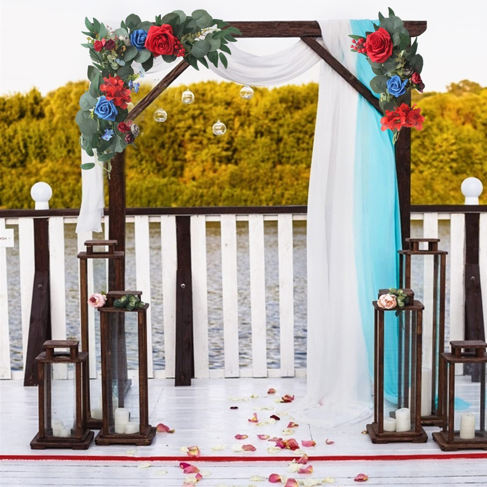 2Pcs Artificial Peony Flower Swag 16in Decorative Swag with Eucalyptus Leaves…
