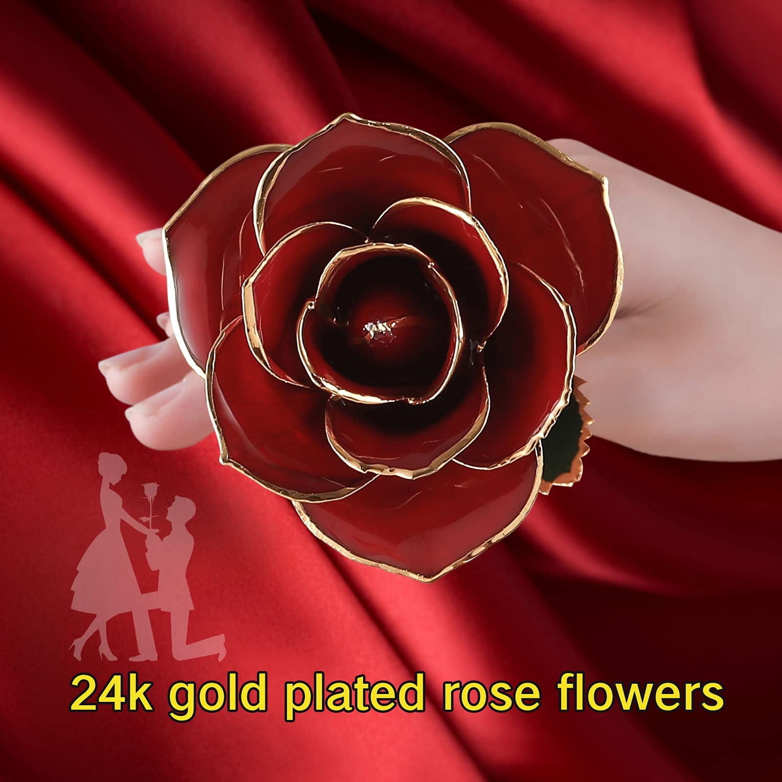Gold Dipped Rose 24k Gold Plated Eternal Flower Red Anniversary Birthday Gift