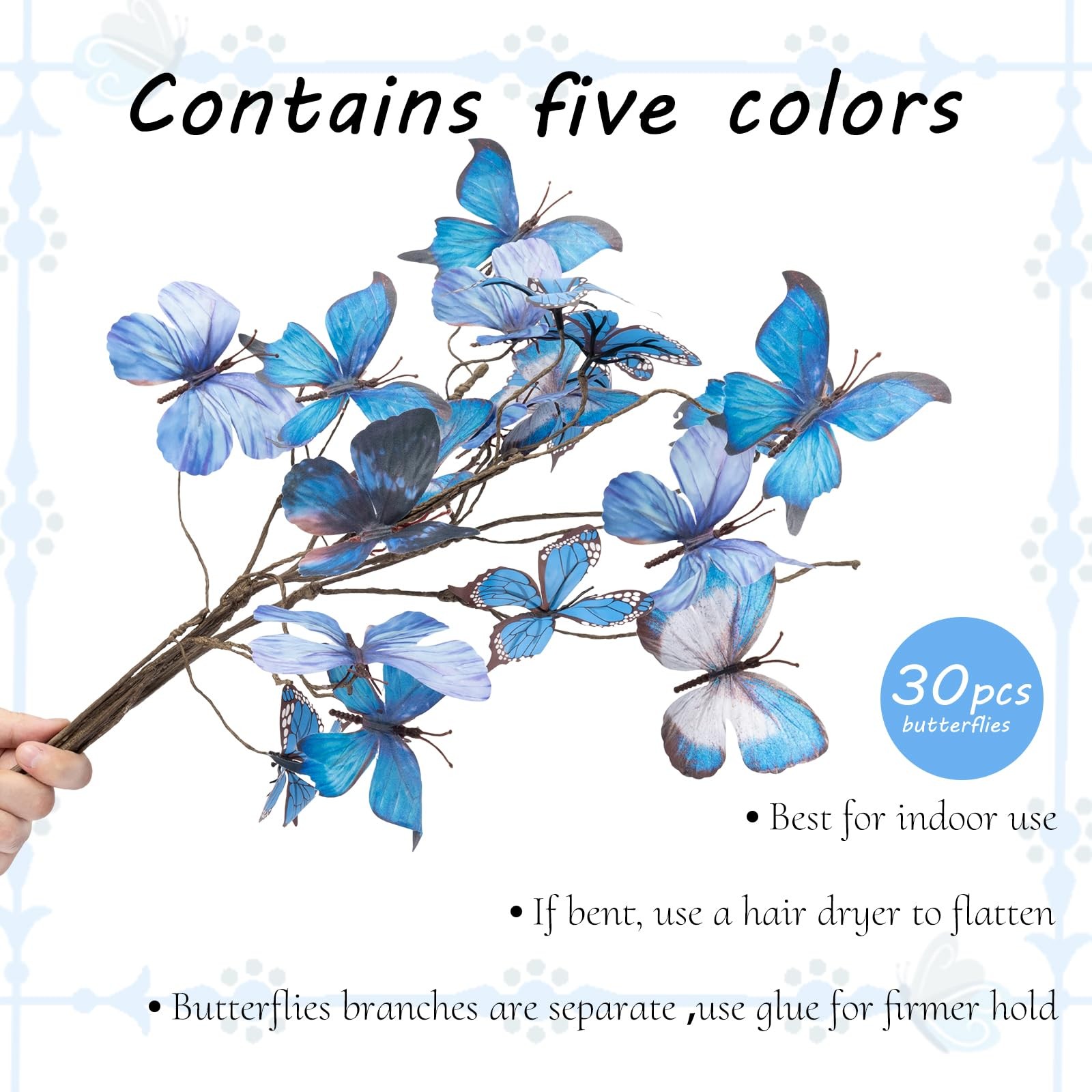 5 Pcs DIY Butterfly Decorations 5 Butterfly Branches with 30 Fake Butterflies…