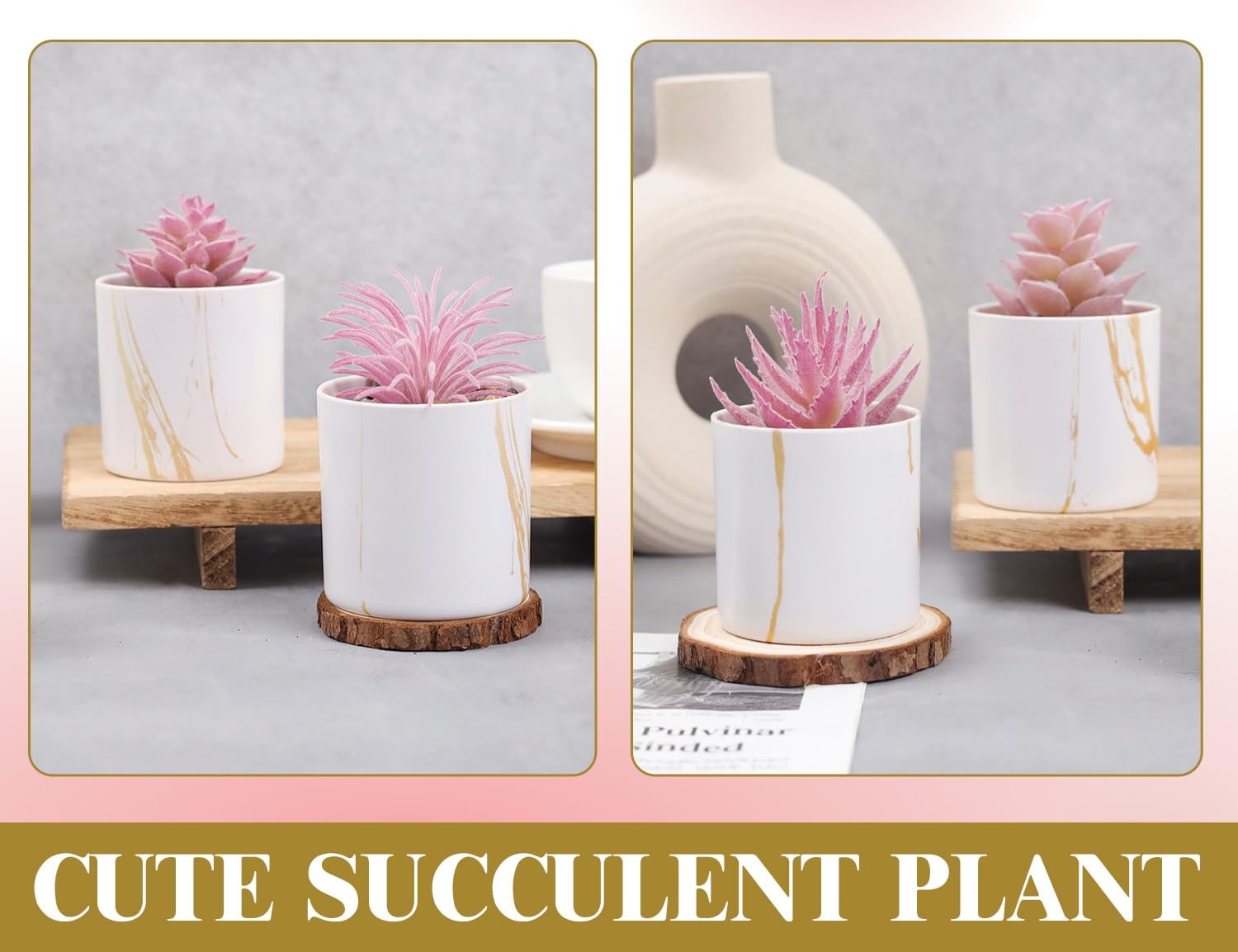 Der Rose 4 Pack Fake Plants for Pink Decor Office Accessories for Women | Pink r