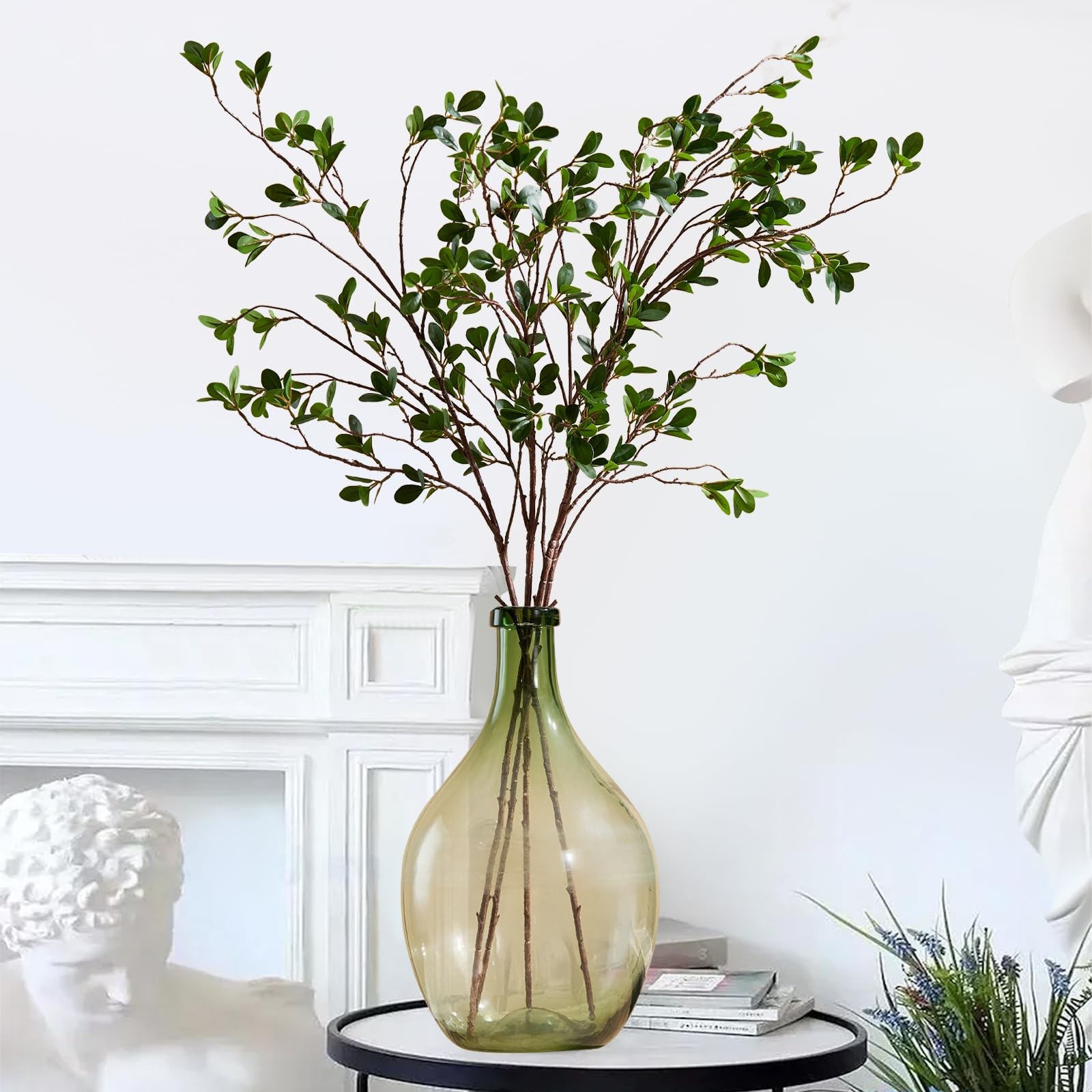 4Pcs Realistic Artificial Greenery Stems – 43″ Faux Branches for Vase,Tall Fa…