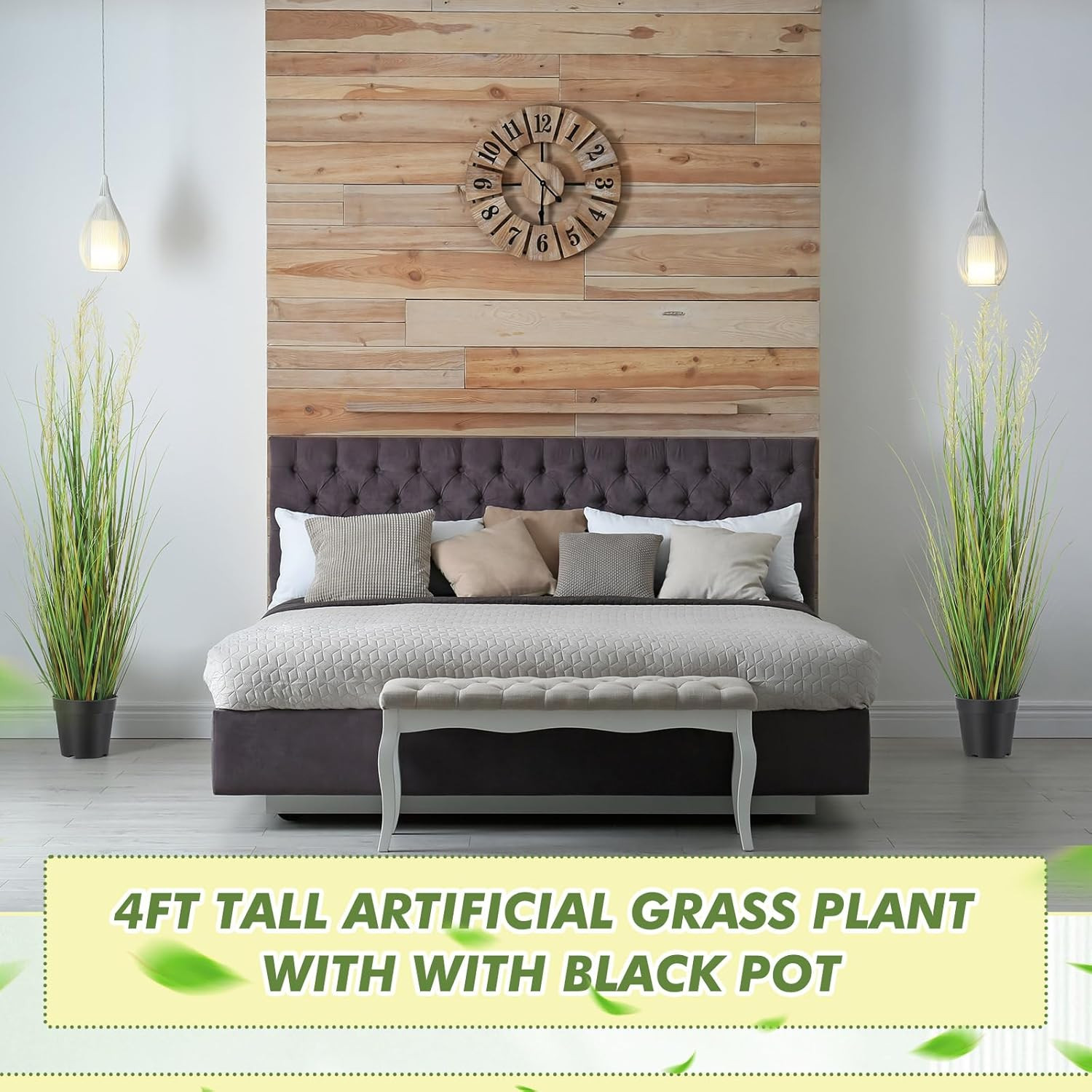 4 Pcs Tall Faux Grass Plants in Pots for Home & Garden Decor