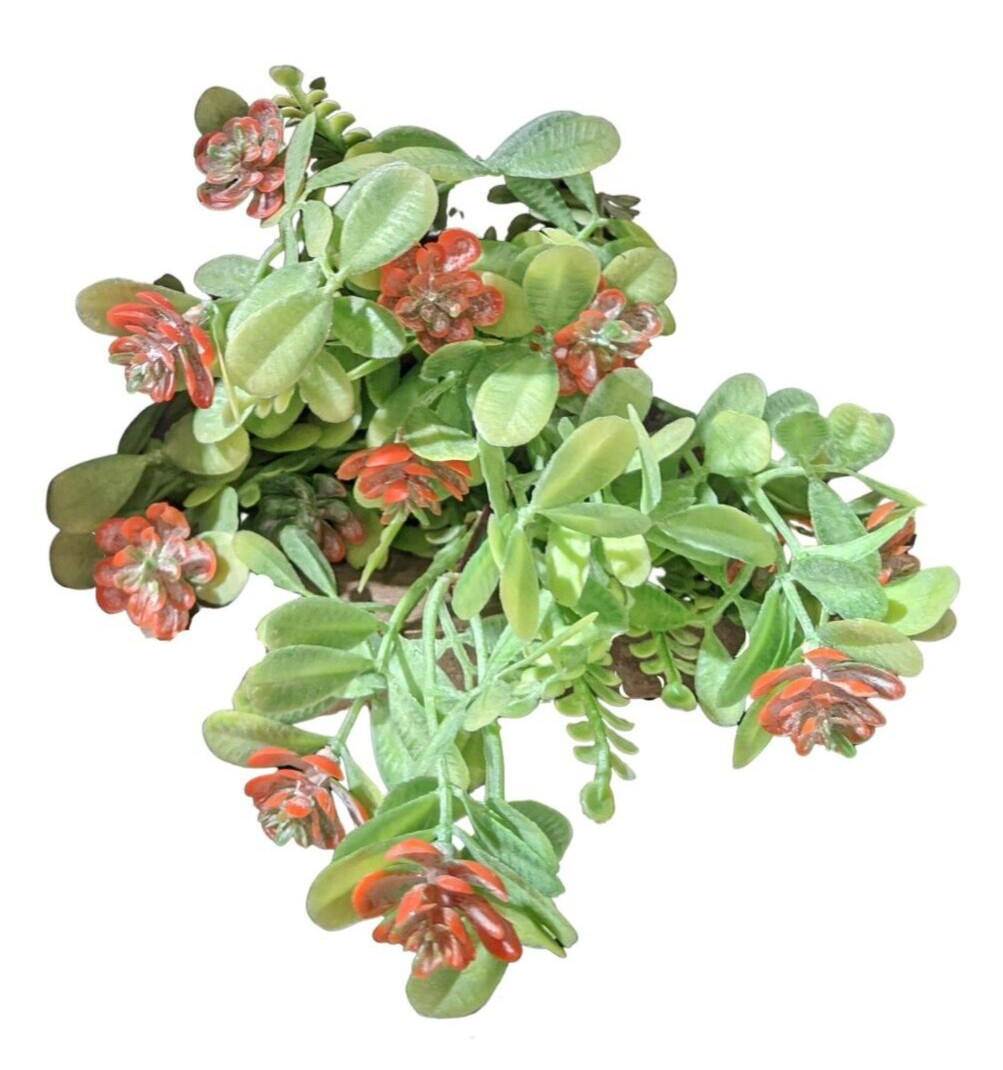 Spring Succulent Plant Bush 12″ Artificial Flower Stem~Greenery Coral Bud Pick