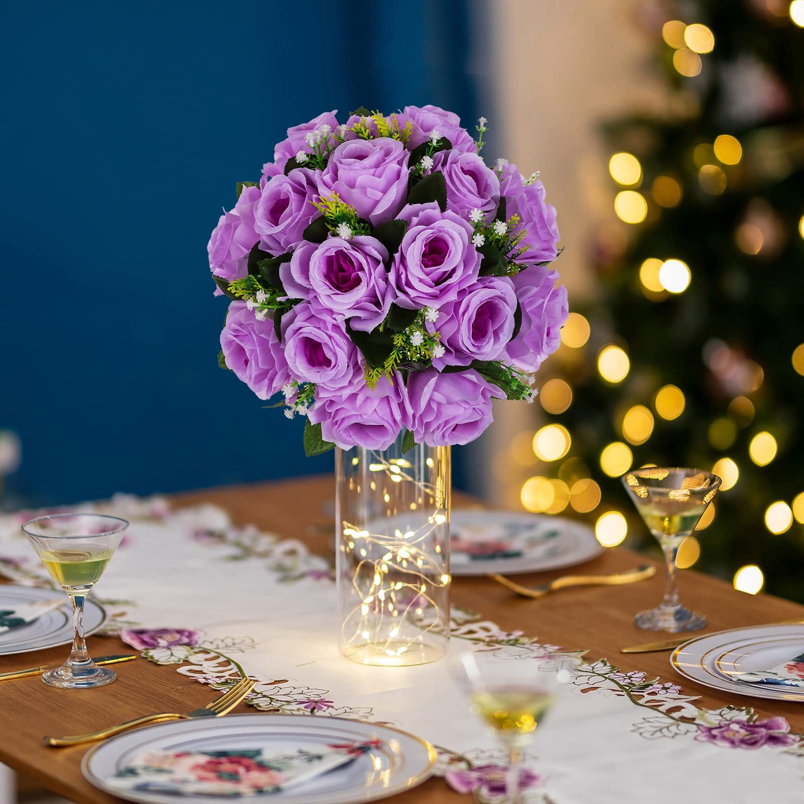 Flower Balls Wedding Rose Centerpieces: 2 Pcs Fake Flowers with Base White Ki…