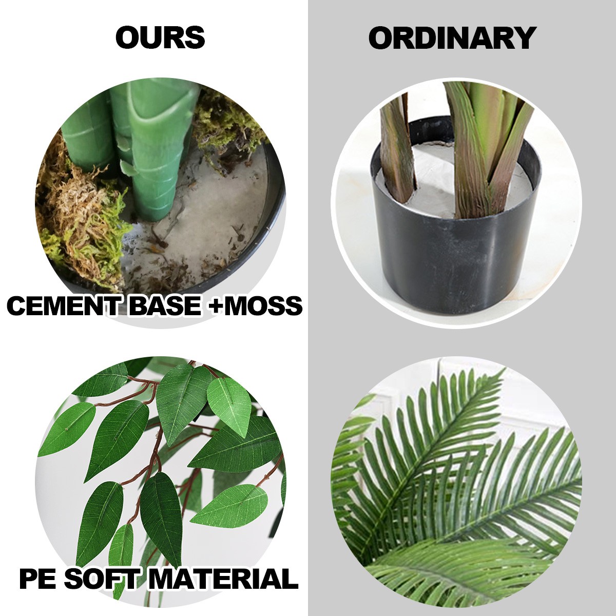 5.5-Ft Artificial Ficus Silk Tree w/Base Wood Trunks In/Outdoor Home Green Décor
