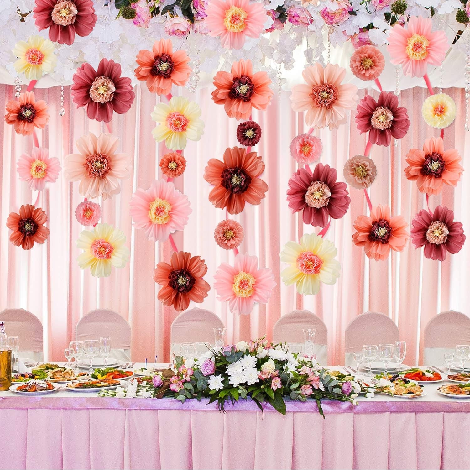 Large Colorful Tissue Paper Flowers 20″ Giant Fiesta Paper Flowers for Mexica…