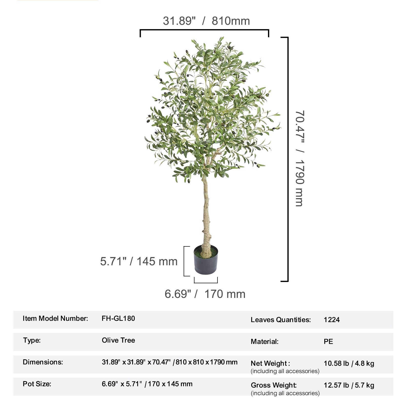 6 ft Olive Tree Artificial Trees in Green Moss Pot