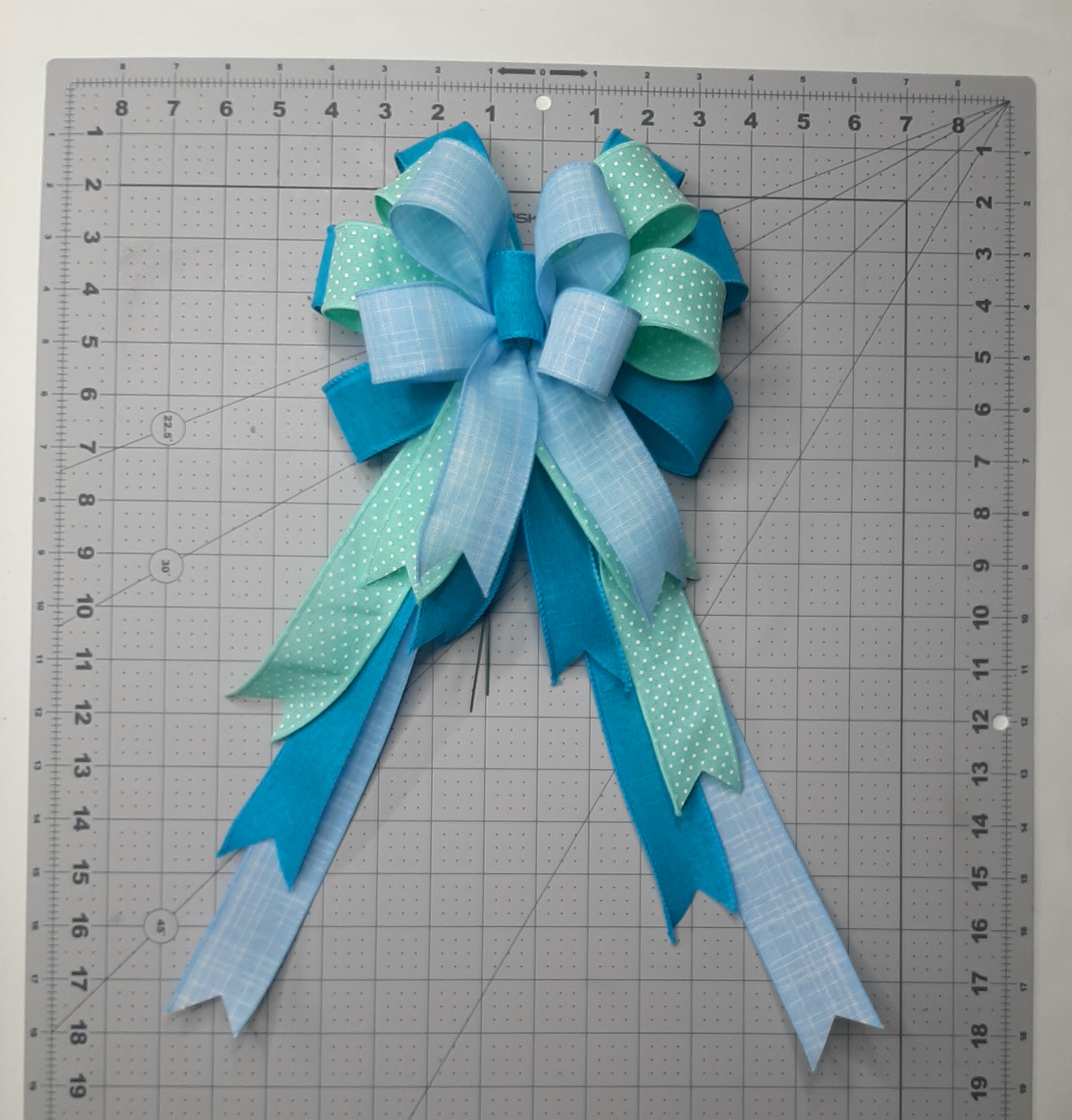 Spring Bow, Mint with Dots, Light Blue, Turquoise