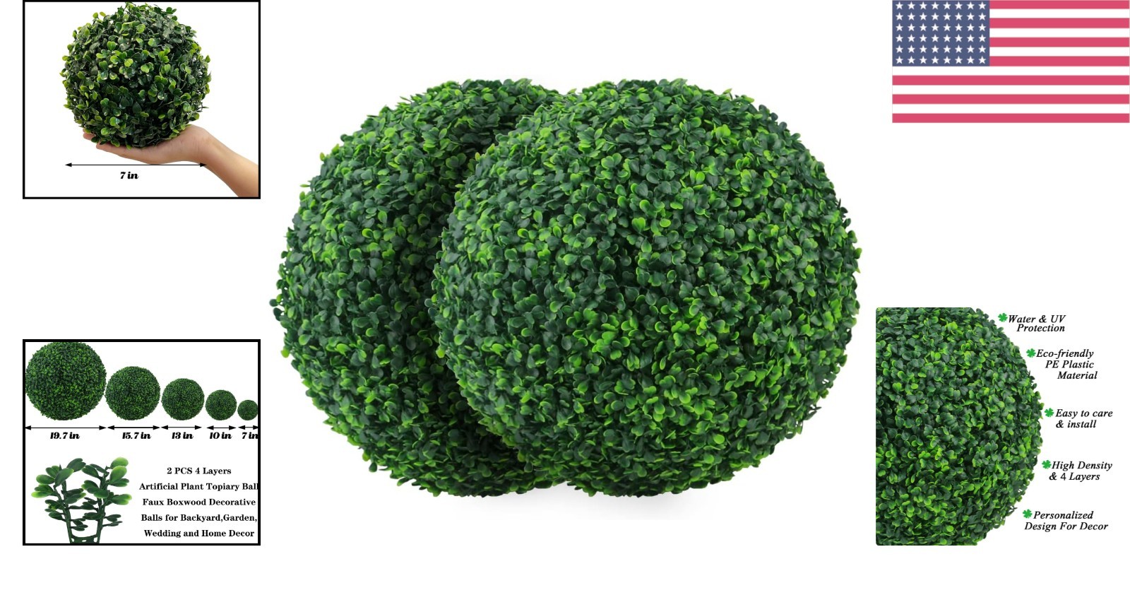7-Inch Artificial Boxwood Topiary Balls – Perfect for Indoor, Outdoor & Weddings