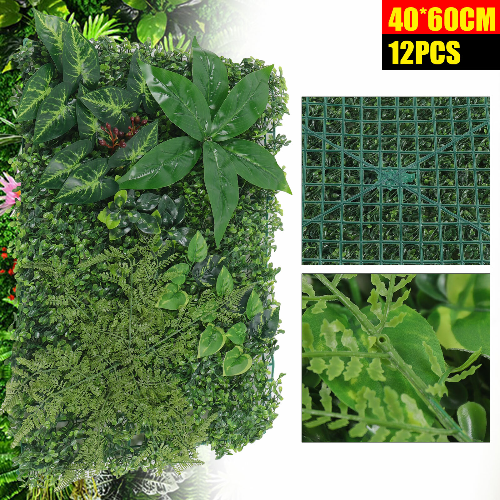Plant Artificial Mat 9/12PCs Greenery Wall Hedge Grass Fence Foliage Panel Decor
