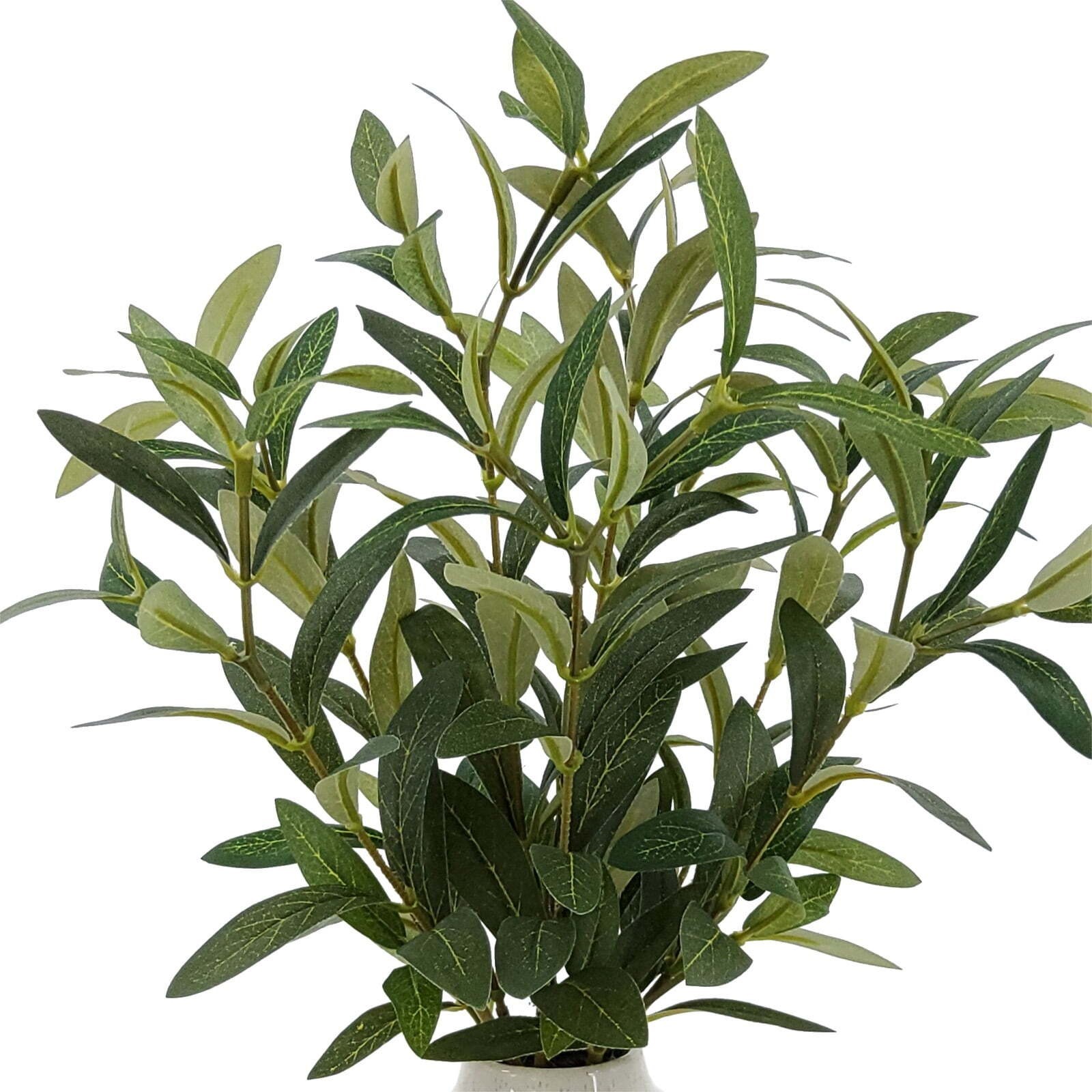 14in Indoor Artificial Olive Plant 2-Tone Ceramic Vase for Desktops Home Office