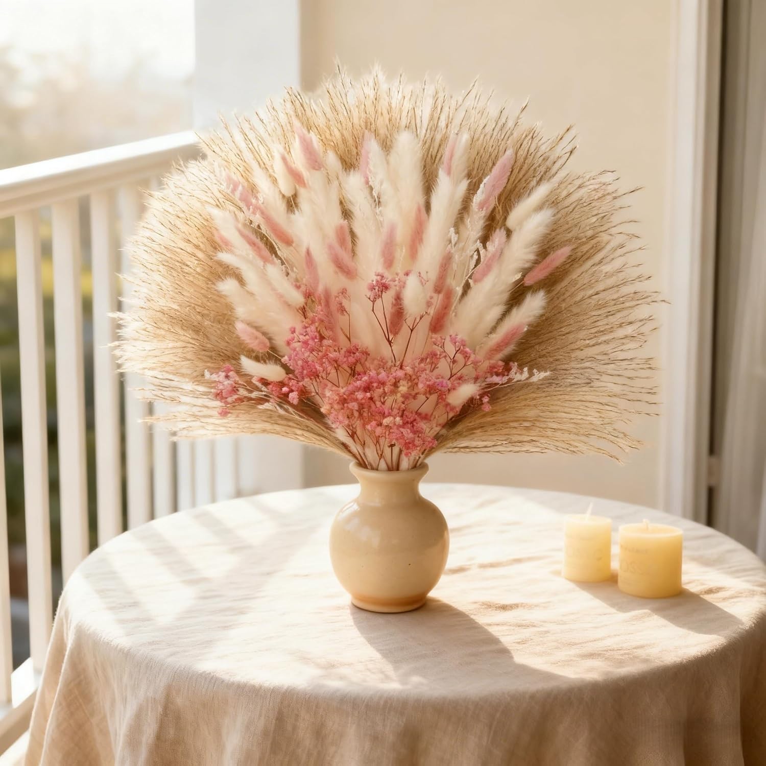 Hapart Bunny Tails Dried Flowers Bouquet Nature Colorful Pampas Grass with Ba…