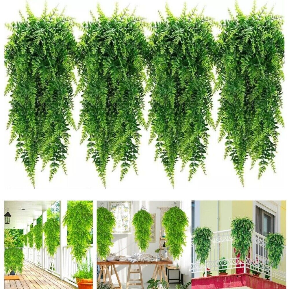8Pcs Artificial Boston Fern Plant Fake Hanging Trailing Foliage Vine Home Decor