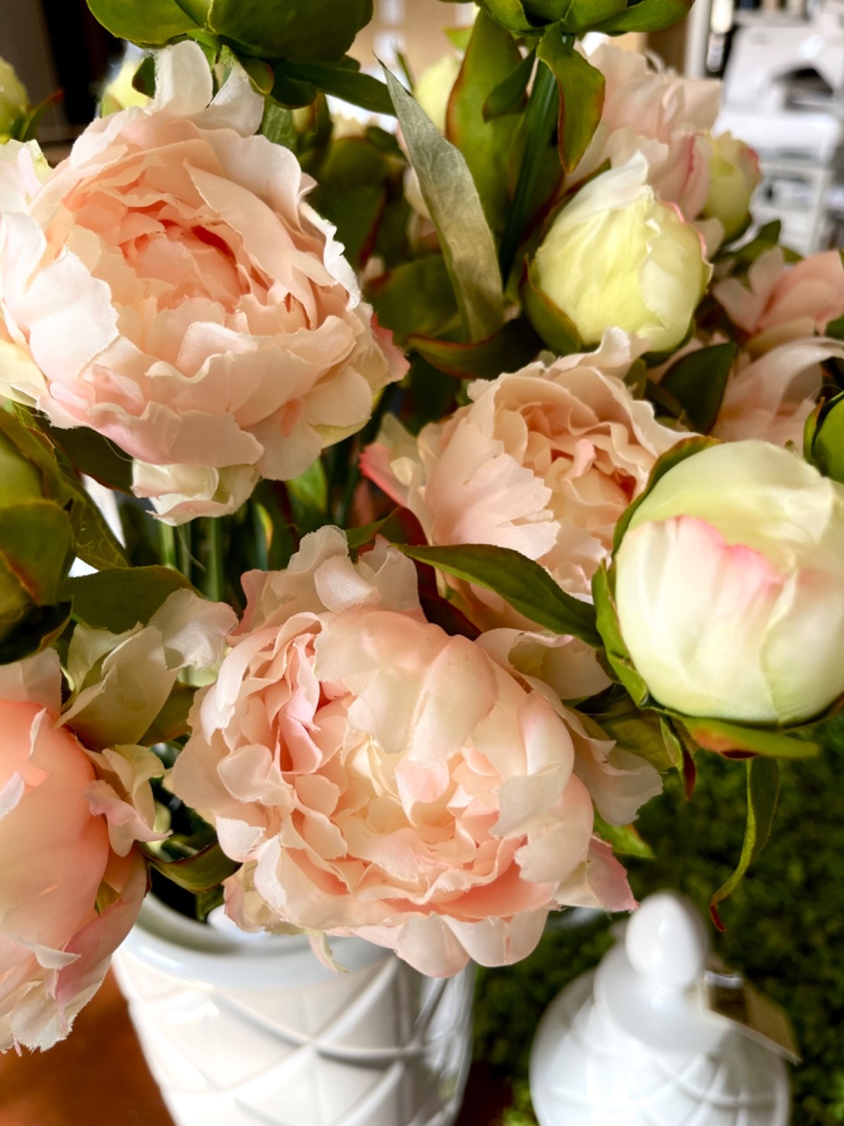 22.5″ LONG FAUX PEONY STEM FLOWER IN COLOR SERIES CREAMS / BLUSH / PINKS / PEACH