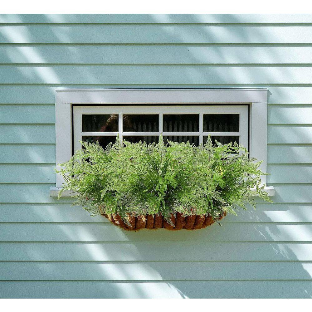 7.80 in H Green Artificial Boston Fern Plants 2 Pcs Uv-Resistant Faux Greenery