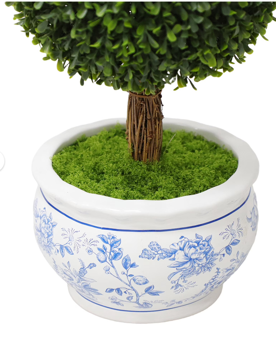 My Texas House Boxwood Artificial 16″ Topiary in Floral Pot