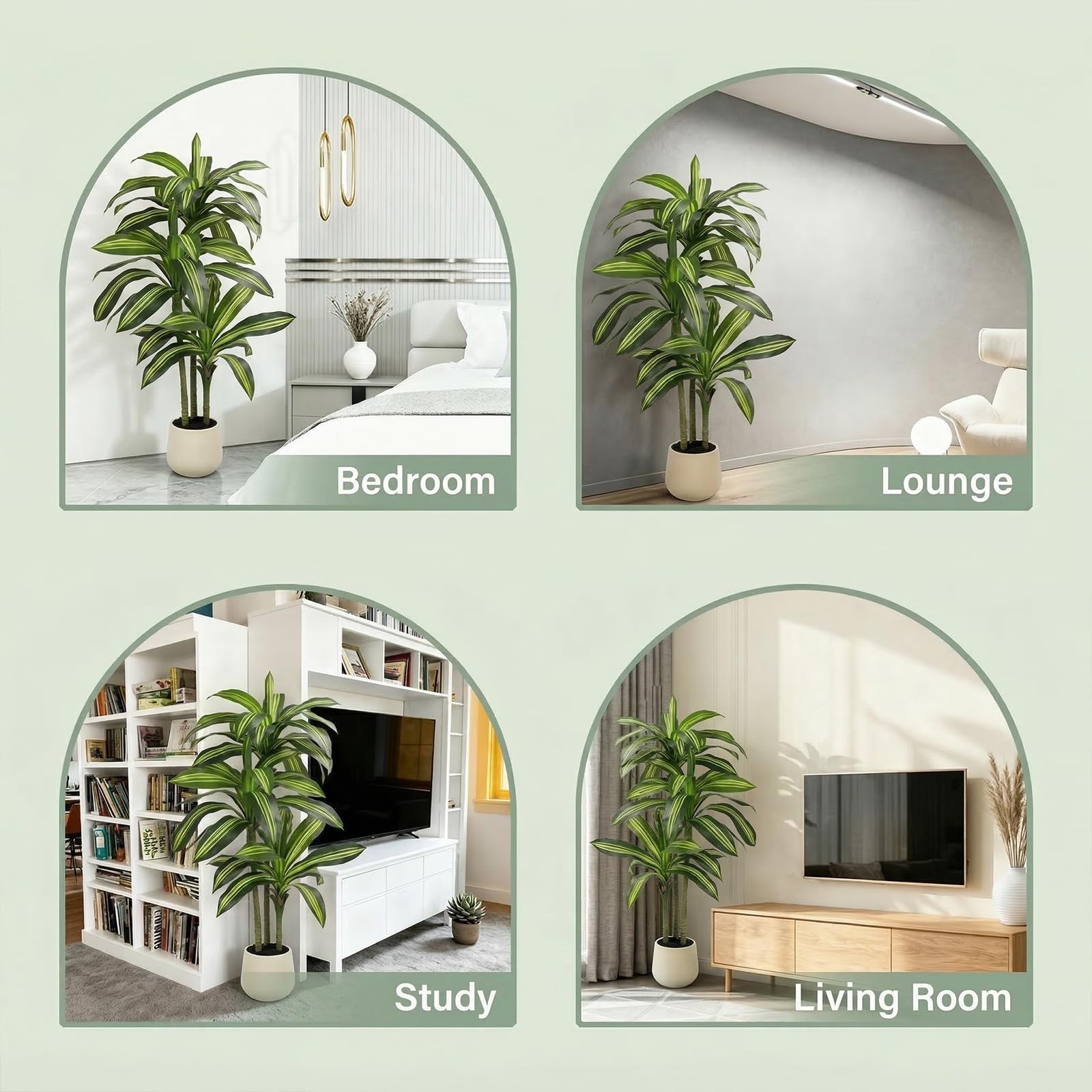 5FT Artificial Tree Dracaena Plant in Decorative Pot-Realistic Fake Plant for…