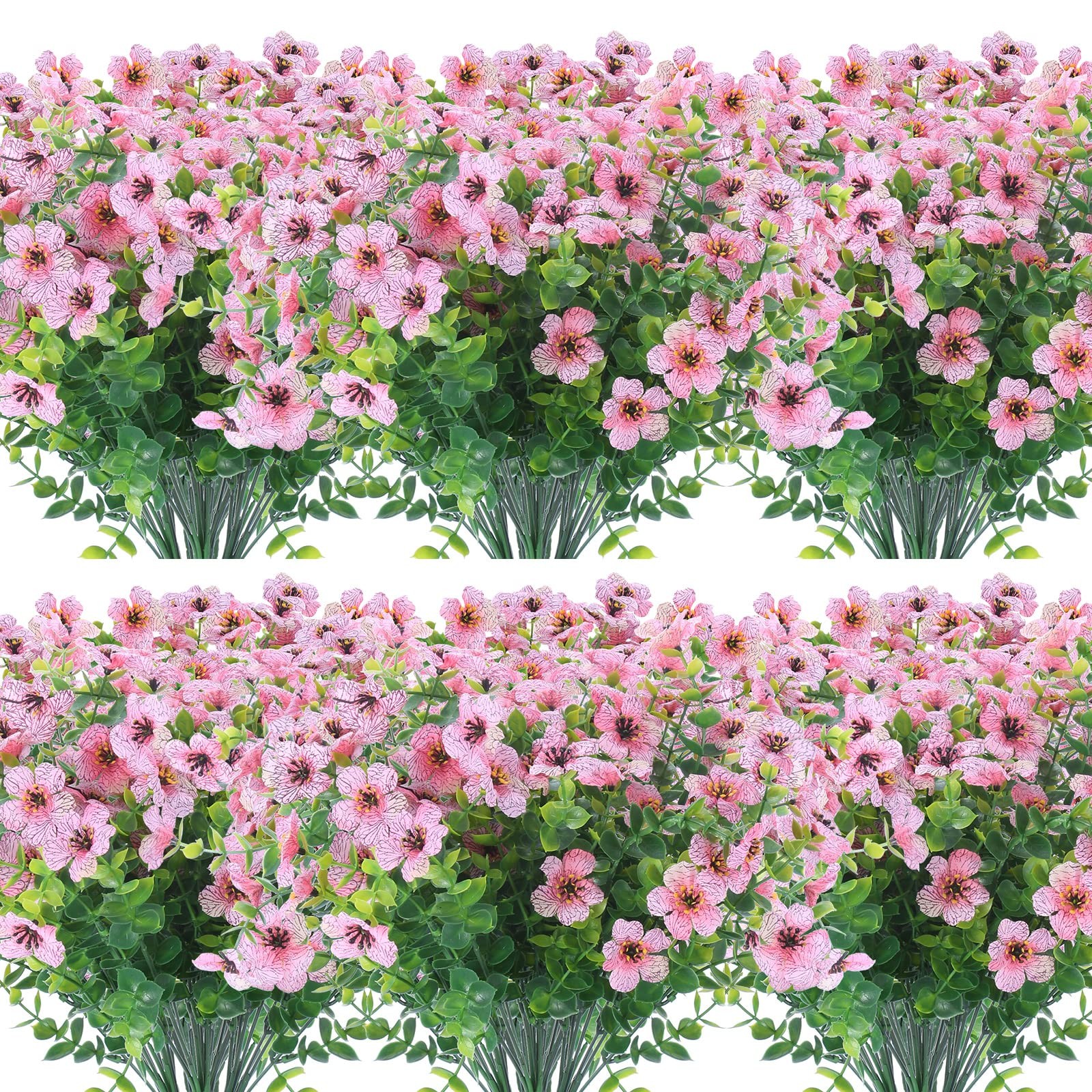 12 Bundles Artificial Flowers Outdoor UV Resistant Fake Plastic Plants Indoor…