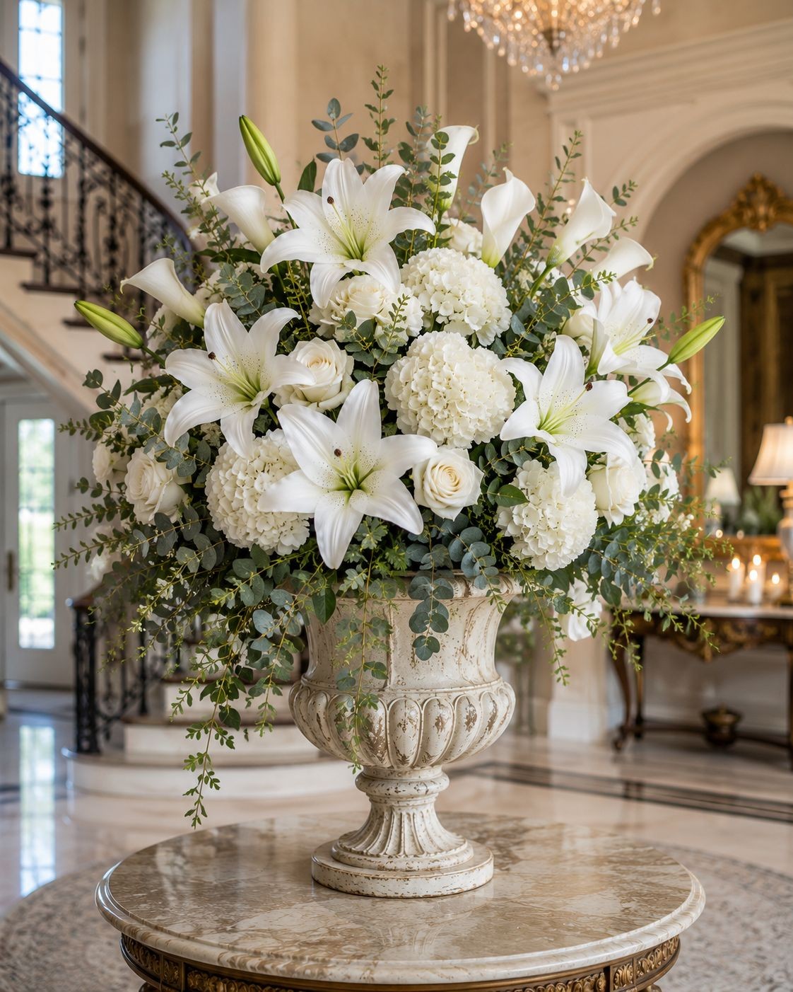 Real Touch White Lily Stems Set of 2, Artificial Lily Flowers, Faux Floral Stems