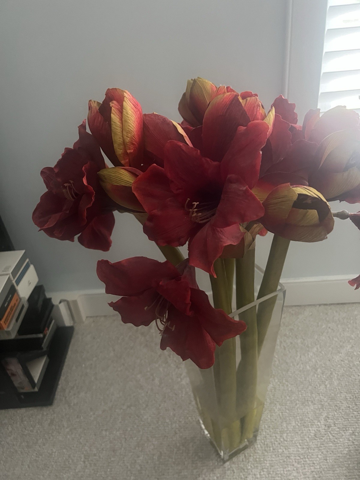 Silk Red Amaryllis Arrangement