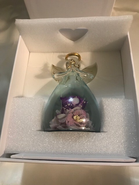 Beautiful Angel Purple Rose Figurine by ANLUNOB. The Only Eternal Rose.