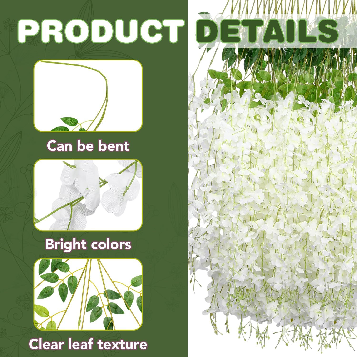 Wisteria Hanging Flowers,Fake Hanging Flowers,Wisteria Artificiales Garland for