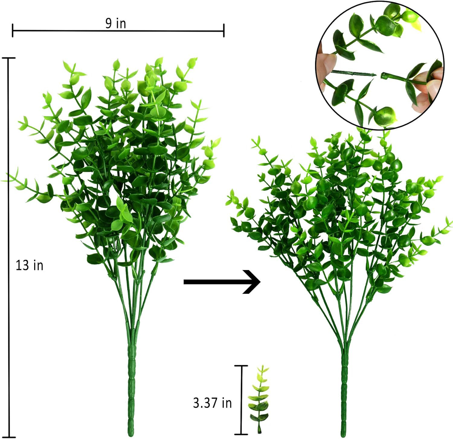9 Bundles Fake Plants Artificial Boxwood Greenery 63 Stems Indoor Outdoor Decor