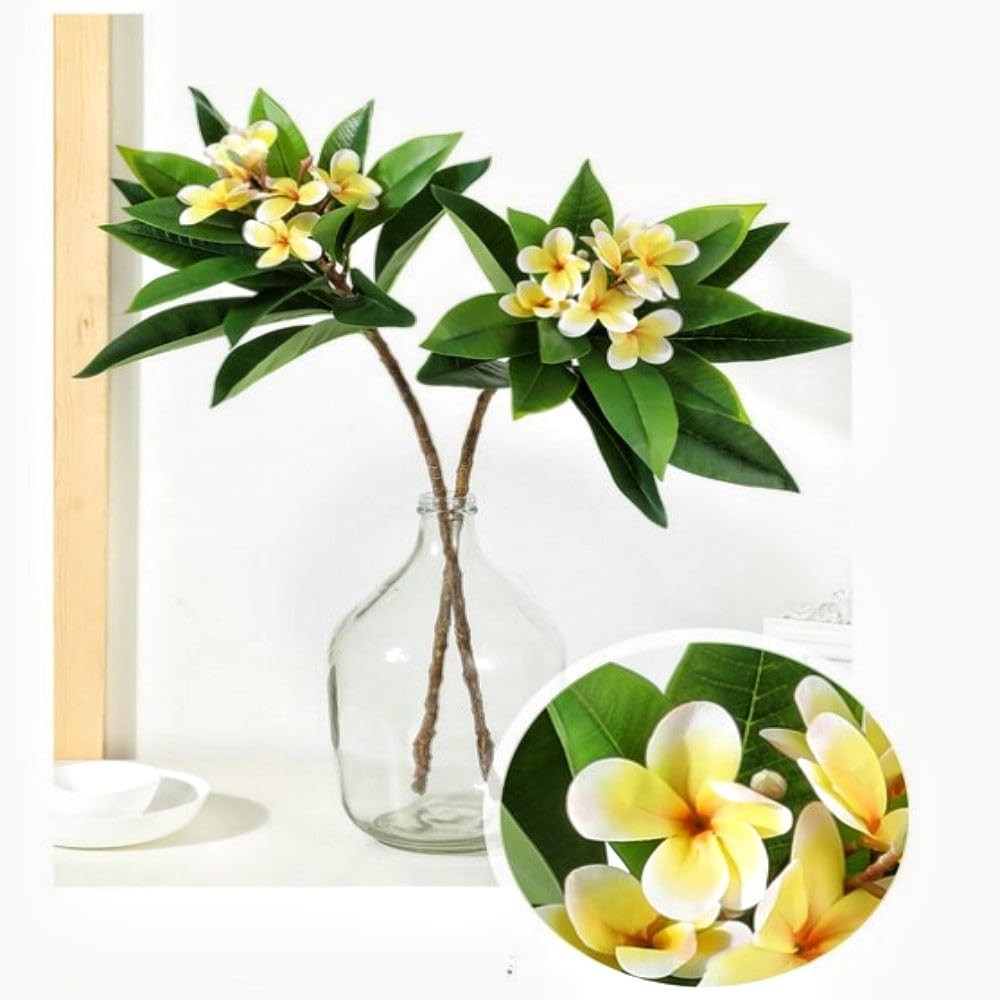 35.5 Inch Artificial Flowers Artificial Frangipani Flower 2 Stems Lifelike Re…
