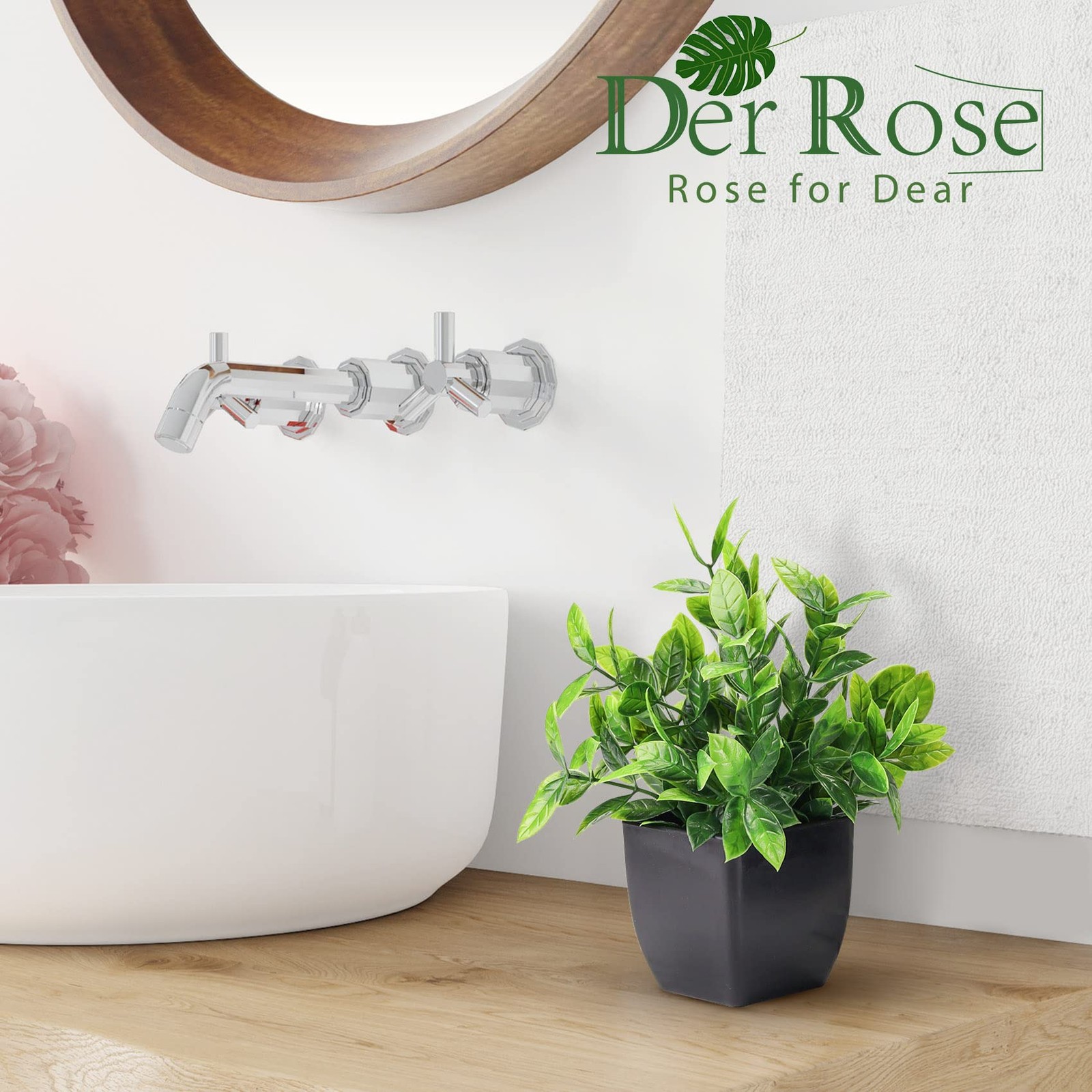 Der Rose 6 Pack Fake Plants Mini Artificial Plants for Home Office Farmhouse