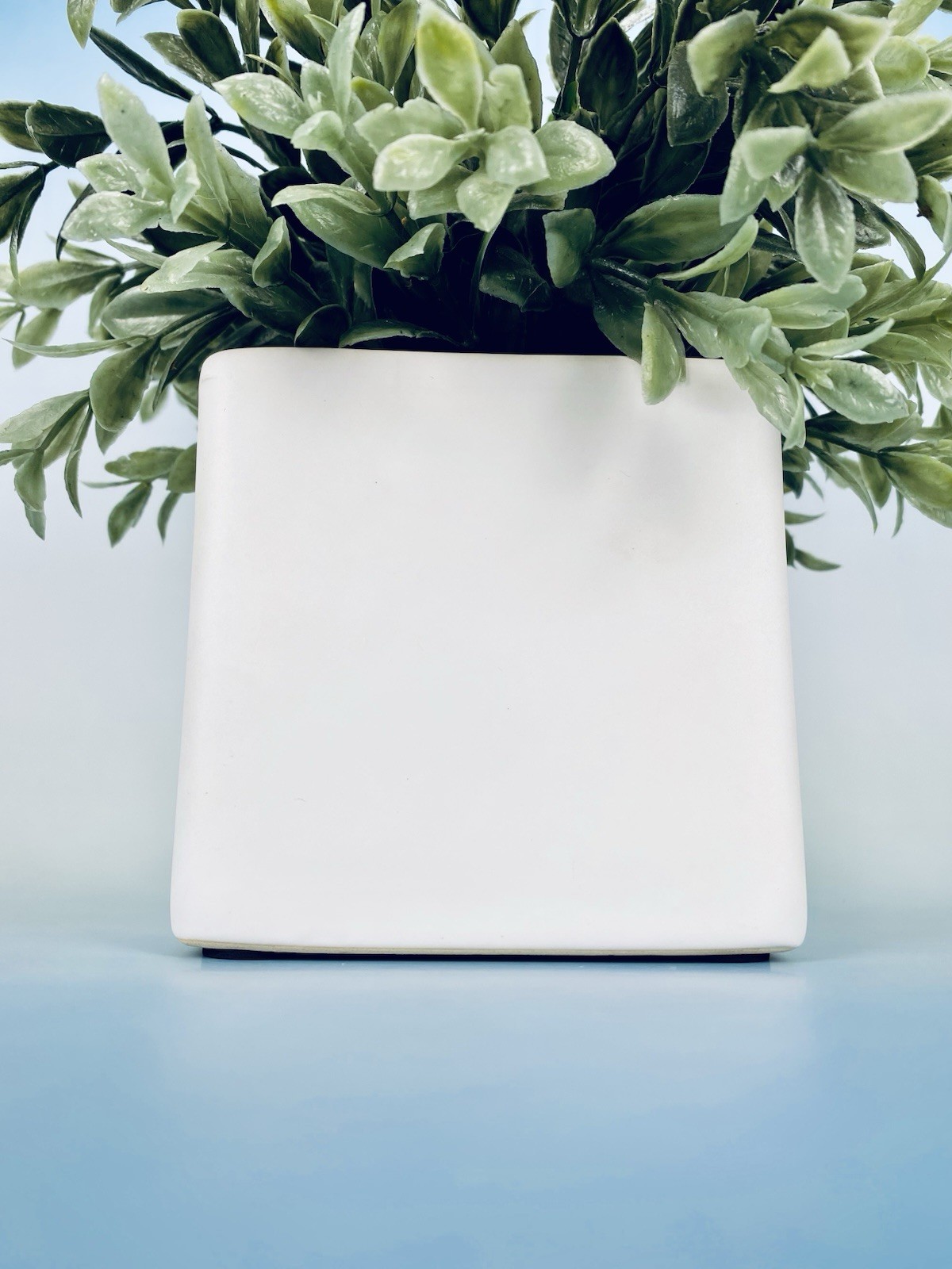 White Ceramic Square Planter Pot Faux Greenery Farmhouse Decor Hobby Lobby