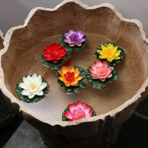 12Pcs Floating Foam Lotus Flowers Artificial Pond Plants Ornaments with Lily Pad