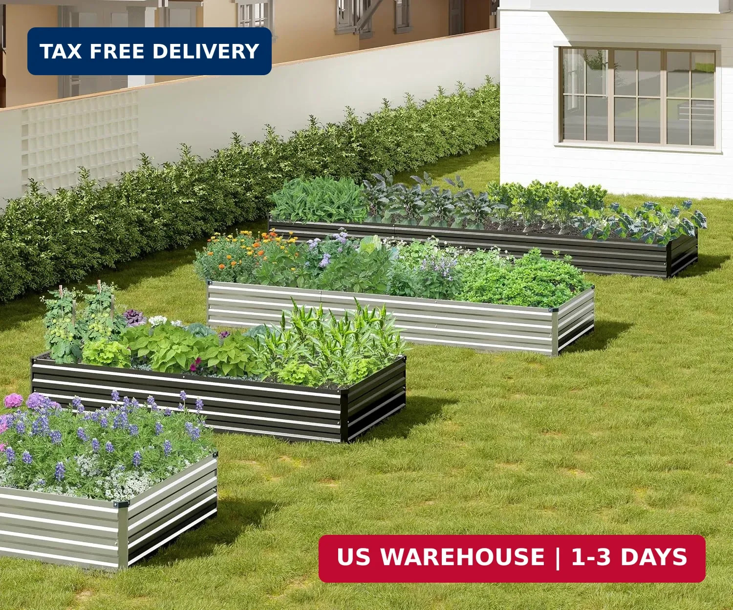 2PCS 9x3x1ft Galvanized Raised Garden Bed,Outdoor Planter Box Metal Patio Kit Pl