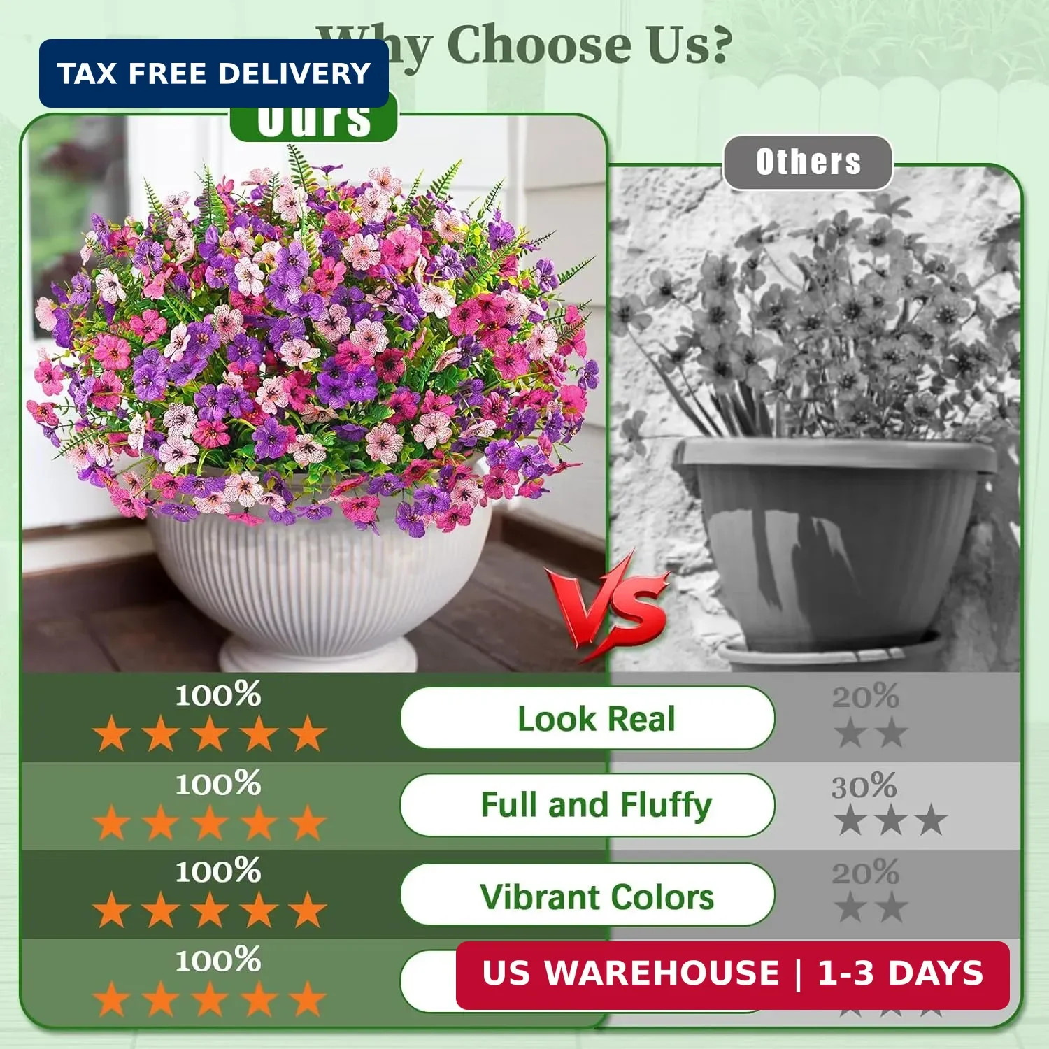 Yastouay 12 Bundles Artificial Flowers for Outdoors, UV Resistant Artificial Out