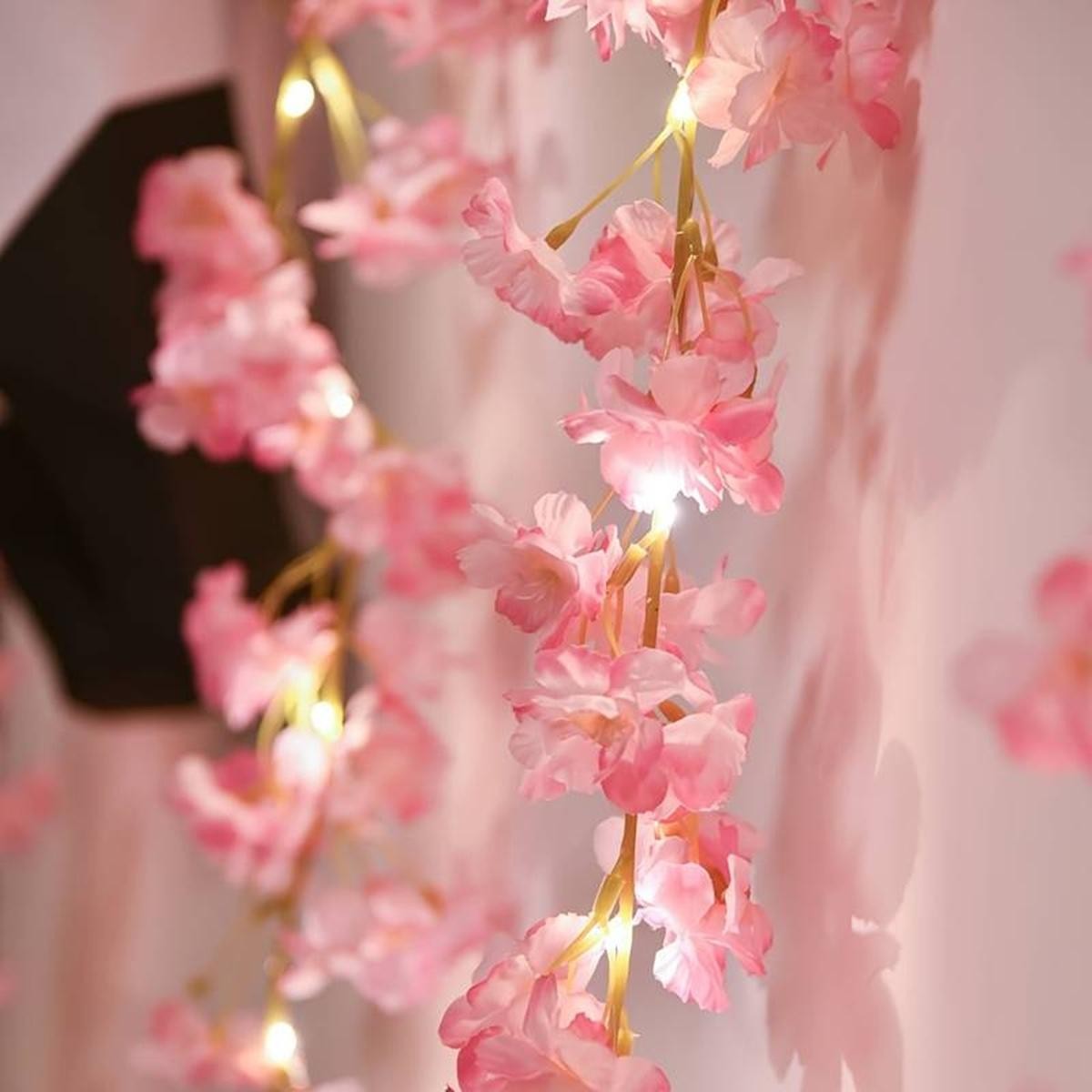 1/2/5M Cherry Blossom LED String Lights Flower Vine Fairy Garland Wedding Decor