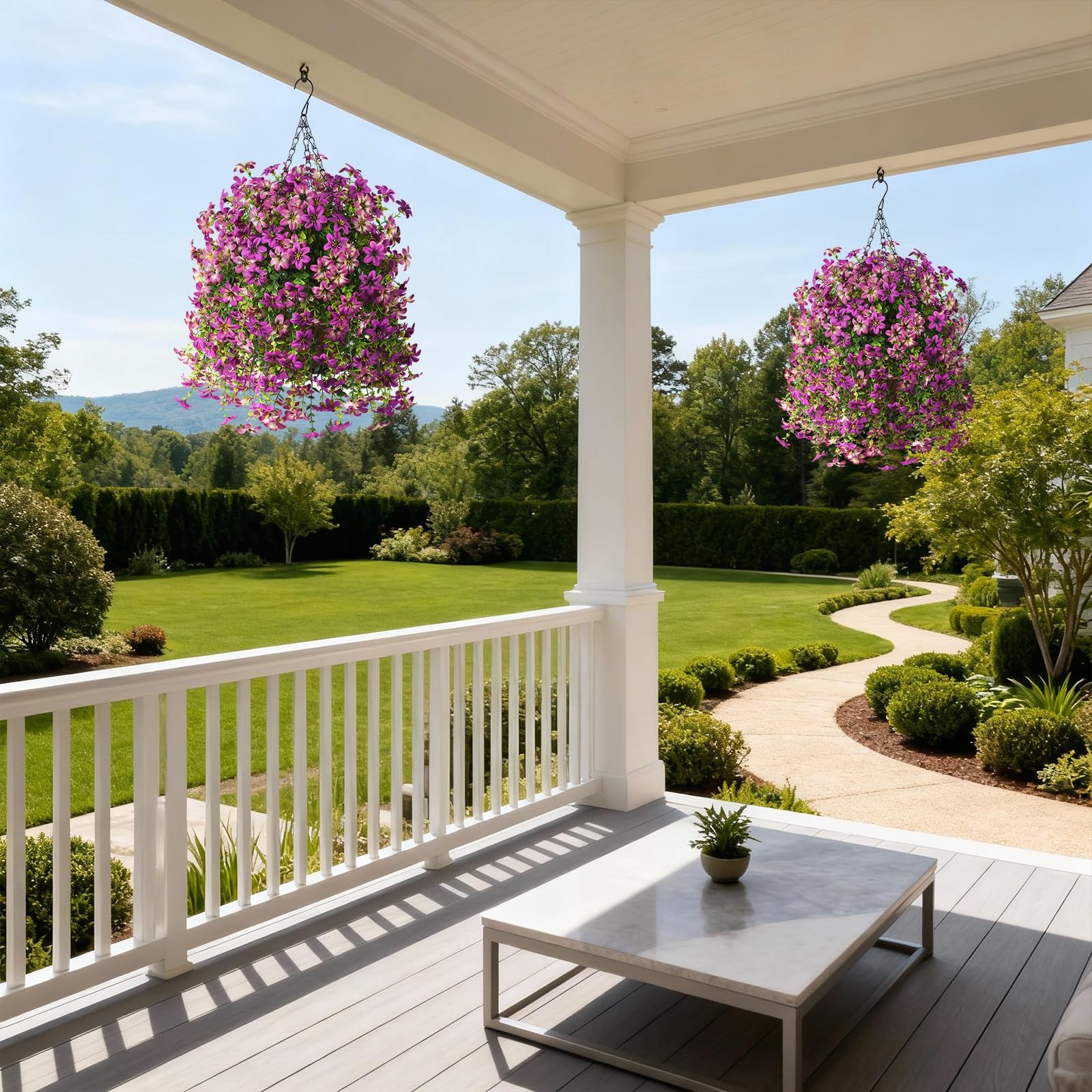 Artificial Flowers for Outdoor Faux Hanging Plants Spring Summer Decoration 2…