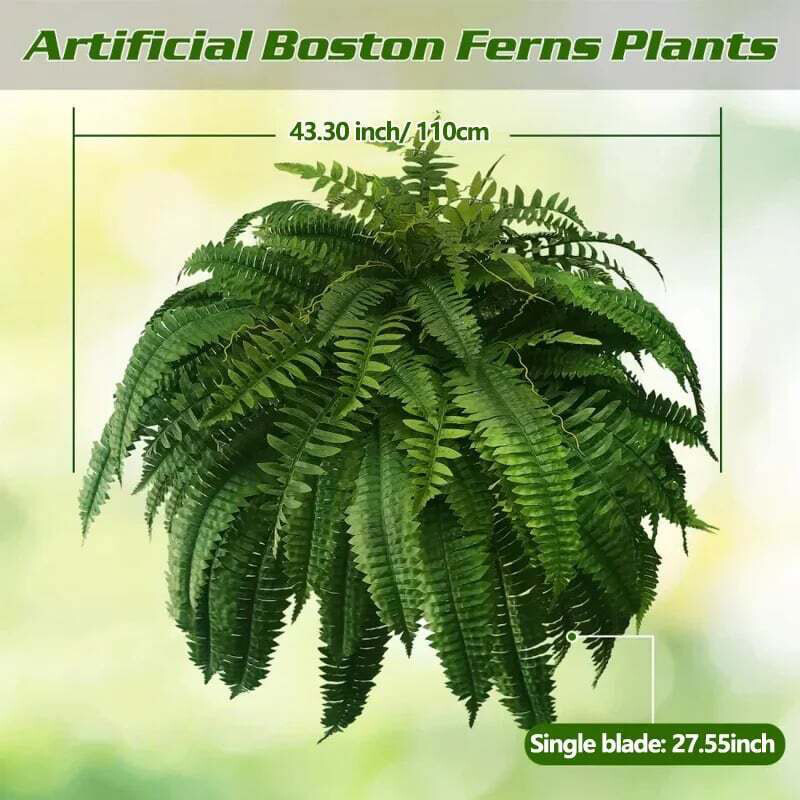 Artificial Boston Fern Plants Bushes Faux Plastic Shrubs Greenery Fake Ferns