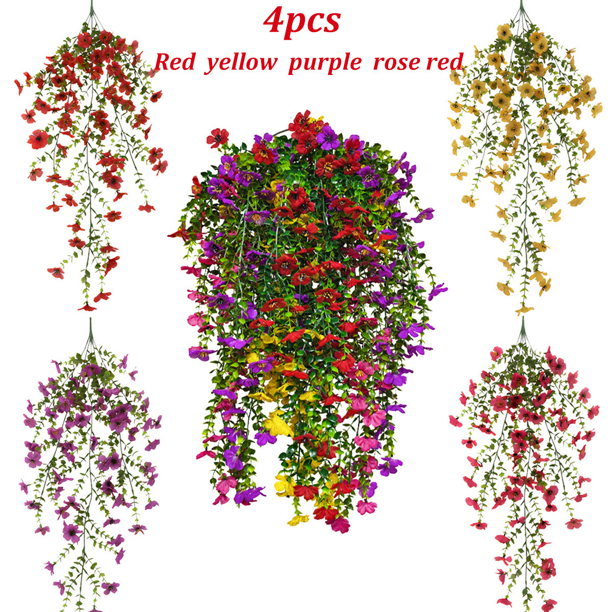 Artificial Fake Hanging Flowers Vine Plants for Indoor Outdoor Home Garden Decor
