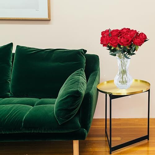 15PCS Roses Artificial Silk Flowers Fake Roses Bouquet with Long Stem Real Red