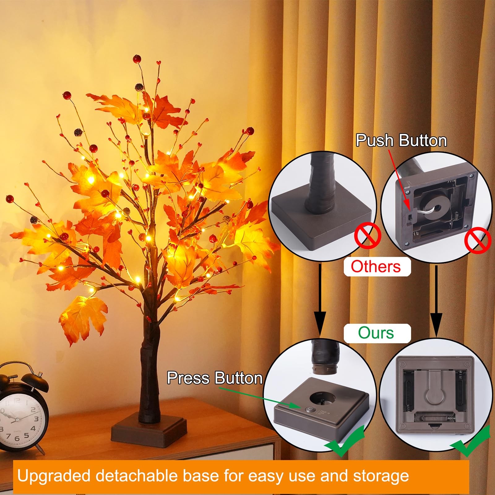 Fall Decorations for Home, Fall Lighted Maple Tree, Thanksgiving Table Center…