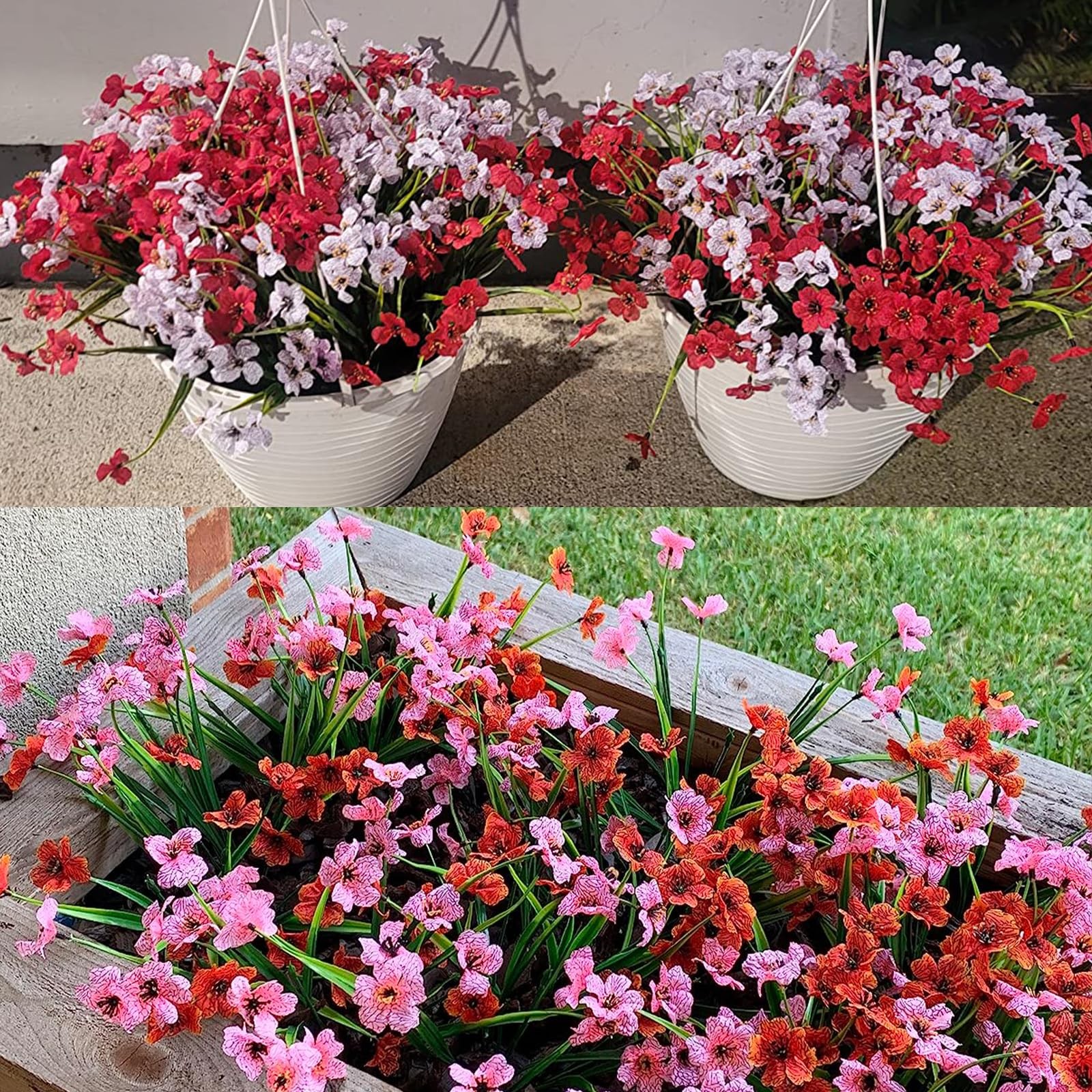 Satefello 20 Bundles Outdoor Artificial Flowers, UV Resistant Fake Flower with