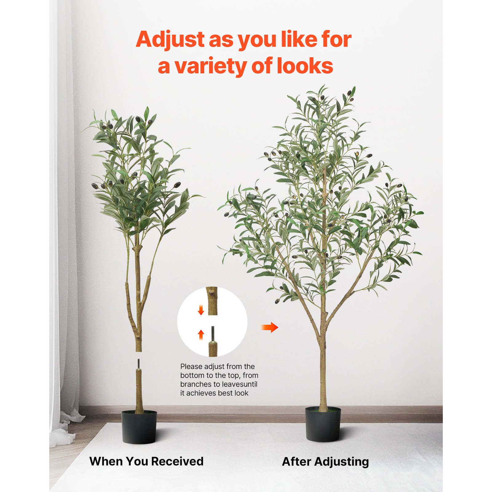 Uimoso 5FT Faux Olive Tree with Black Pot for Indoor and Office Decor