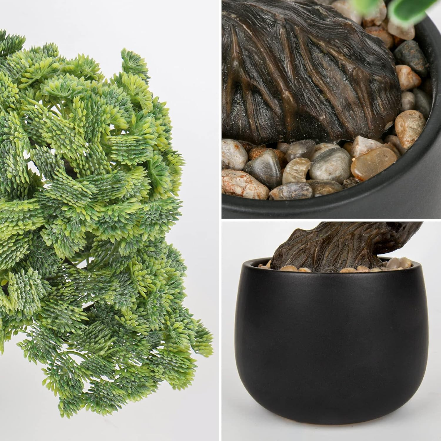 Artificial Bonsai Tree Juniper Faux Plants Indoor Fake Plants Decor with Black C