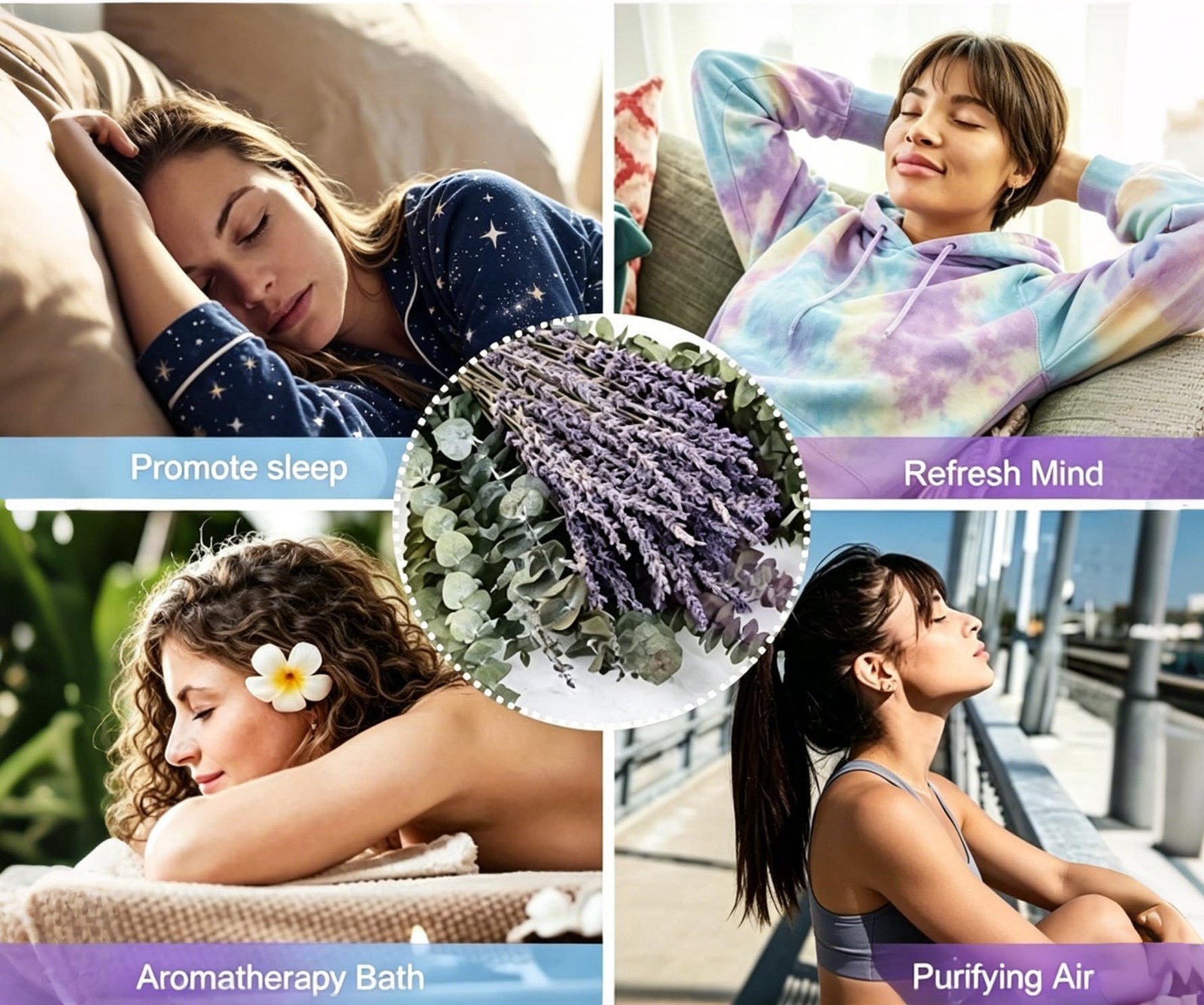 Dried Eucalyptus Stems & Lavender Bundle 17″ 110 Pcs for Shower – Natural Spa