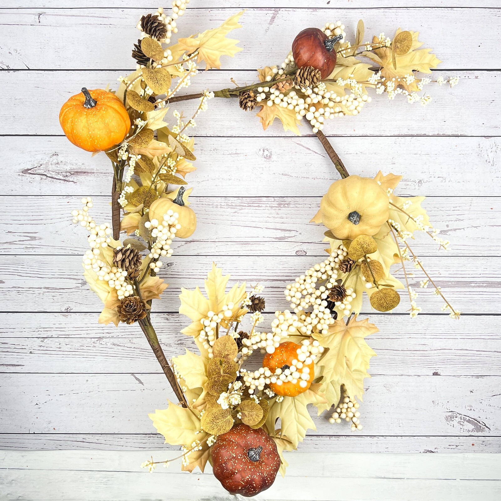 Maple and Pumpkins Garland 96″ Long Autumn Fall Floral