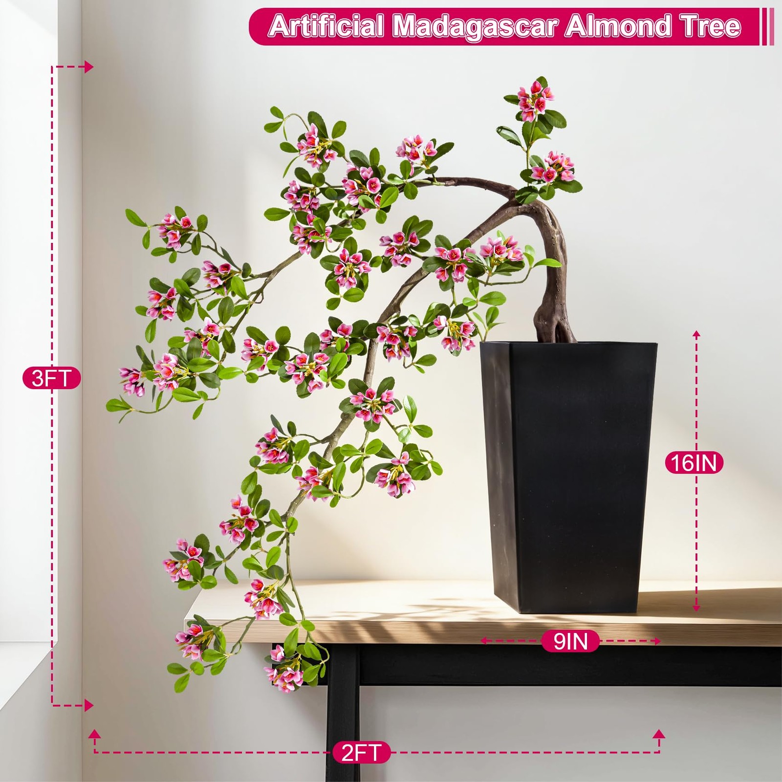 Large Artificial Bonsai Tree Artificial Flowering Tree Indoor Faux Decorative…