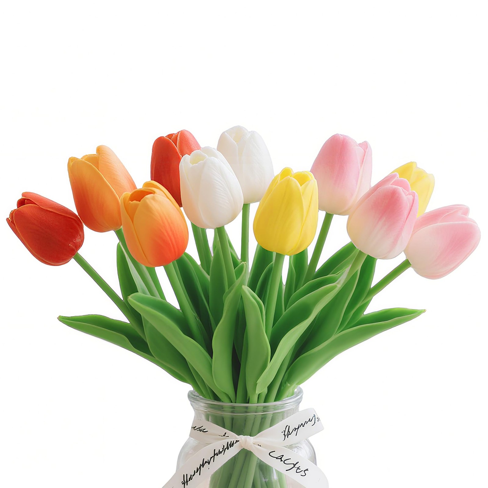 20 PCS 13″ Multicolor Fake Tulips Artificial Flowers Real Touch PU Bouquet