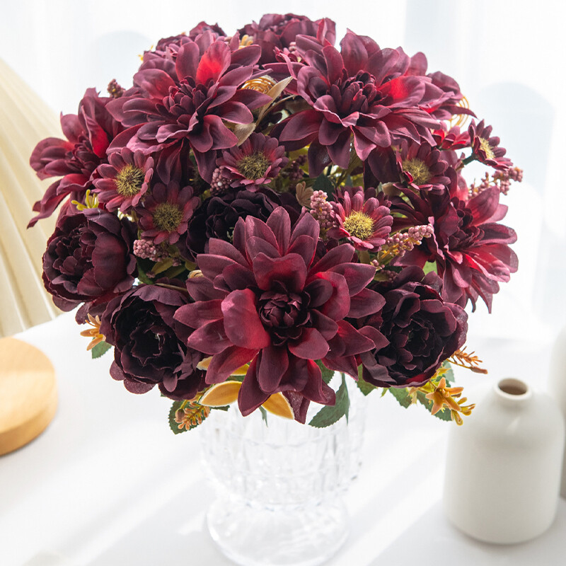 Artificial Flower Similated Silk Dahlia Decoration Bouquet Party DIY Accessories