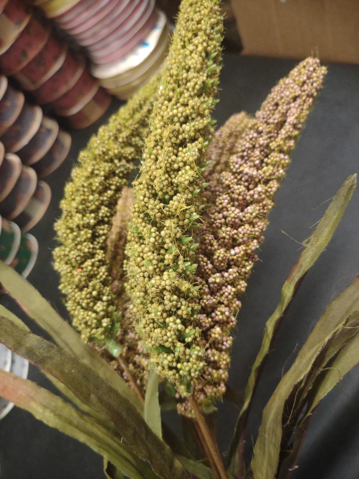24″ Artificial Millet Seed, 6 Stems, Silk Leaves, 2-Tone Sage Green & Lavender
