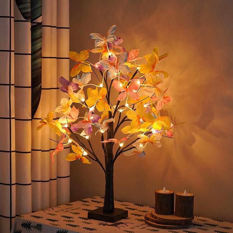 Tabletop Bonsai Tree LED Light Butterfly Design DIY Night Lamp Home Decor